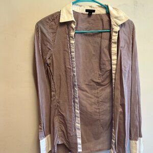 Ann Taylor Button Up Stripped Fitted blouse